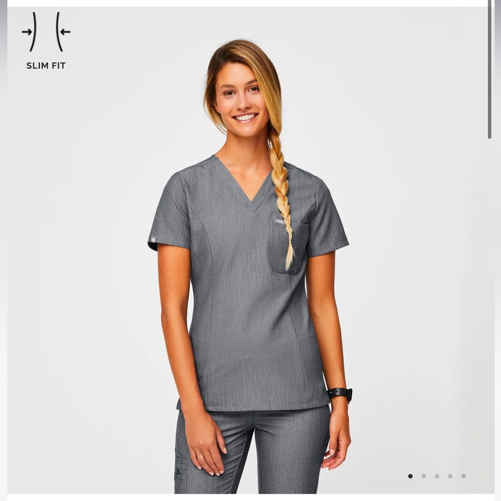 FIGS Catarina SLIM scrub top- graphite grey- small